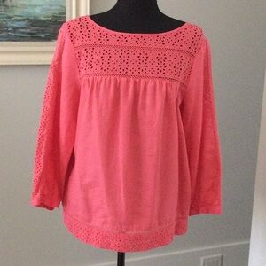 J. Crew Coral Eyelet Blouse